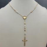 Rosary - Tri Color Gold Plated. Saint Benedict. Round Tri Color Crystals.