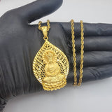 Necklace - Stainless Steel Gold Plated. Buddha Pendant & Chain.  *Premium Q*