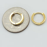 Earrings - 925 Sterling Silver. Gold Plated. CZ Round Hoops 12mm D - 1.8mm