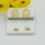 Earrings - 14K Gold Plated. Our Lady of Guadalupe. Stud Crystal Earrings.