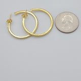 CLOSEOUT* Earrings - 14K Gold Plated. 2mm thickness Hoops. Clear Crystals.
