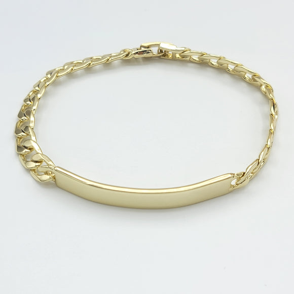 Bracelets - 14K Gold Plated. ID Plate - Curb Cuban Link Chain. *Premium Q*