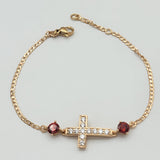 Bracelets - 18K Gold Plated. Red Crystals Cross. *Premium Q*