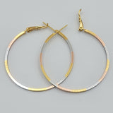 Earrings - Tri Color Gold Plated. Diamond Cut 2mm Hoops 1.75in D *Premium Q*