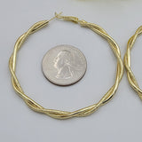 CLOSEOUT* Earrings - 14K Gold Plated. Twisted Hoops. 2.4in D. *Premium Q*
