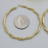Earrings - 14K Gold Plated. Twisted Hoops. 2.4in D. *Premium Q*