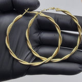 CLOSEOUT* Earrings - 14K Gold Plated. Twisted Hoops. 2.4in D. *Premium Q*