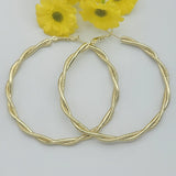 CLOSEOUT* Earrings - 14K Gold Plated. Twisted Hoops. 2.4in D. *Premium Q*