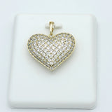 Necklace - 14K Gold Plated. Puffed Heart with crystals. (Optional Pendant Only) *Premium Q*