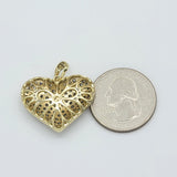 Necklace - 14K Gold Plated. Puffed Heart with crystals. (Optional Pendant Only) *Premium Q*