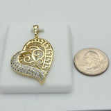 Pendants - 14K Gold Plated. Greek Design Heart with crystals. *Premium Q*