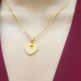 Necklace - Stainless Steel Gold Plated. Heart with crystals pendant & chain. *Premium Q*