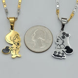 CLOSEOUT* Necklace - Stainless Steel. Boy & Girl Pendant & Chain.  *Premium Q*