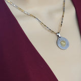 Necklace - Stainless Steel. Two Color. Serenity Prayer - Padre Nuestro Pendant & Chain.