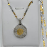 Necklace - Stainless Steel. Two Color. Serenity Prayer - Padre Nuestro Pendant & Chain.