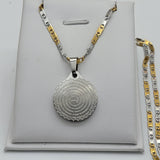 Necklace - Stainless Steel. Two Color. Serenity Prayer - Padre Nuestro Pendant & Chain.