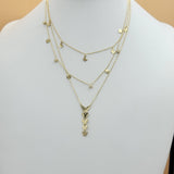 Necklace - Stainless Steel. 14K Gold Plated. Butterflies Layered Necklace. *Premium Q*