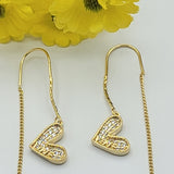 Earrings - 14K Gold Plated. Love & Heart. Thread. *Premium Q*