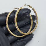 Earrings - Stainless Steel Gold Plated. Hoops Earrings w AB crystals. *Premium Q*