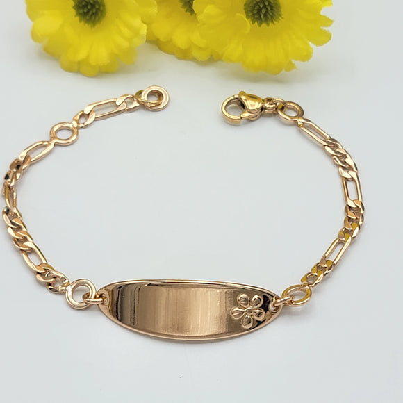 Bracelets - 18K Gold Plated. ID Bracelet for Girls. Flower. *Premium Q*