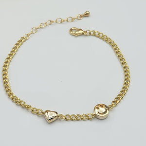 Bracelets - 14K Gold Plated. Smiley Happy Symbol. *Premium Q*