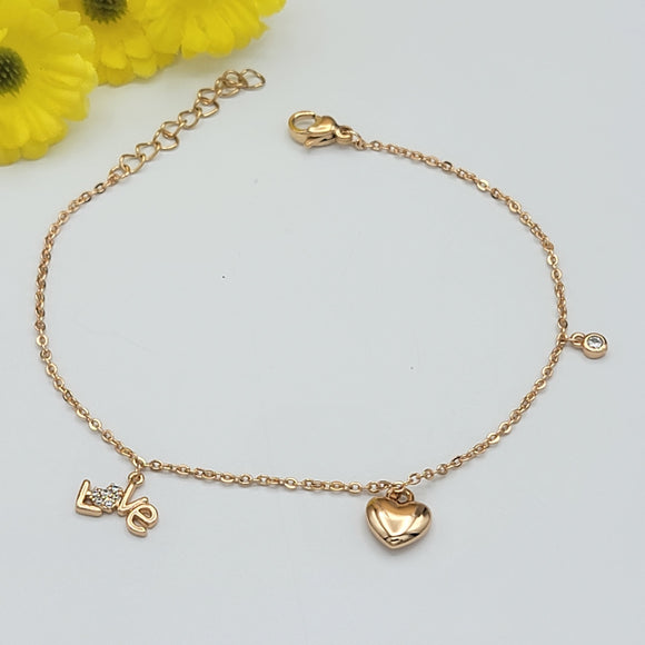 Bracelets - 18K Gold Plated. Love & Heart Charms. *Premium Q*