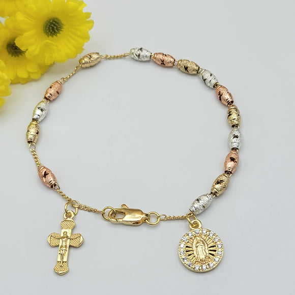 Rosary Bracelets - Tri Color Gold Plated. Our Lady Of Guadalupe.