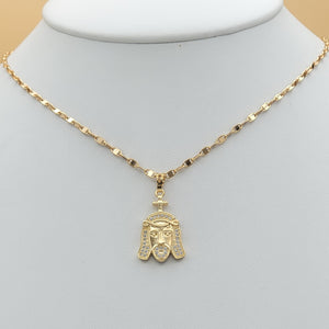 Necklace - 18K Gold Plated. Jesus Face Pendant & Chain. *Premium Q*