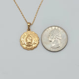 Necklace - 18K Gold Plated. "Mis 15 Años. Virgen Guadalupe Pendant & Chain. *Premium Q*