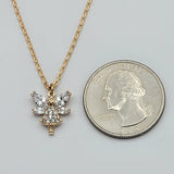 Necklace - 18K Gold Plated. Clear Crystals Fairy Pendant & Chain *Premium Q*