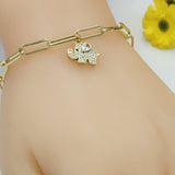 Bracelets - 14K Gold Plated. Cute Elephant Charm. Paperclip Chain style. *Premium Q*