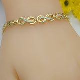 Bracelets - 14K Gold Plated. Infinity Symbol. Clear Crystals *Premium Q*