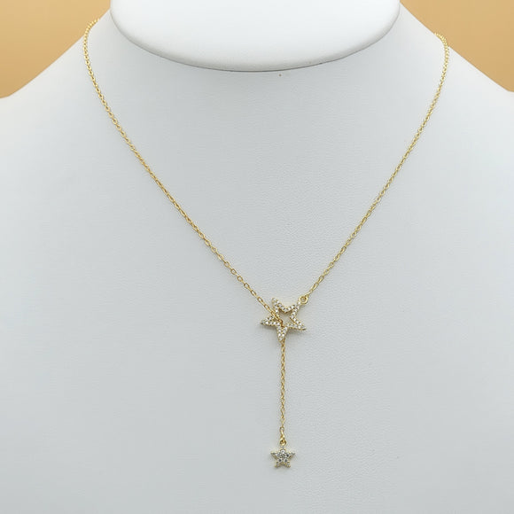 Necklace - 14K Gold Plated. Star.  Pull through. Y. Adjustable Necklace *Premium Q*