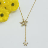 Necklace - 14K Gold Plated. Star.  Pull through. Y. Adjustable Necklace *Premium Q*