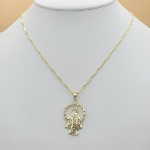 Necklace - 14K Gold Plated. Miraculous Medal. Medalla La Milagrosa. *Premium Q*