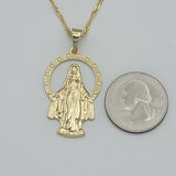 Necklace - 14K Gold Plated. Miraculous Medal. Medalla La Milagrosa. *Premium Q*