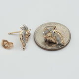 Earrings - 18K Gold Plated.  Cute Unicorn Horse Stud Earrings with Crystals. *Premium Q*