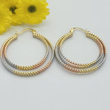Earrings - Tri Color Gold Plated. Triple Hoop Earrings. *Premium Q*
