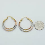 Earrings - Tri Color Gold Plated. Triple Hoop Earrings. *Premium Q*