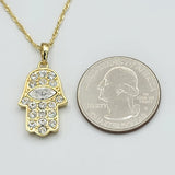 Necklace - 14K Gold Plated. Hamsa Hand & Evil Eye Pendant & Chain. *Premium Q*