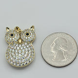 Necklace - 14K Gold Plated. Owl CZ Pendant & Chain. Buho *Premium Q*