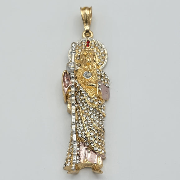Pendants - Tri Color Gold Plated. Crystals. Saint Jude. Red Flame. San Judas