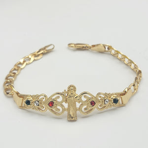 Bracelets - 14K Gold Plated. Saint Benedict. San Benito. Hearts Multicolor crystals