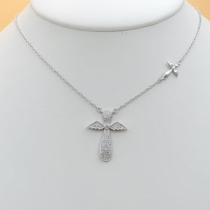 Necklaces - Rhodium Plated. Angel - Wings. Clear crystals  *Premium Q*