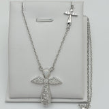 Necklaces - Rhodium Plated. Angel - Wings. Clear crystals  *Premium Q*