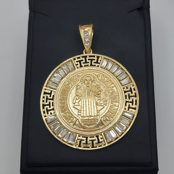 CLOSEOUT* Pendants - Tri Color Gold Plated. Saint Benedict Medal