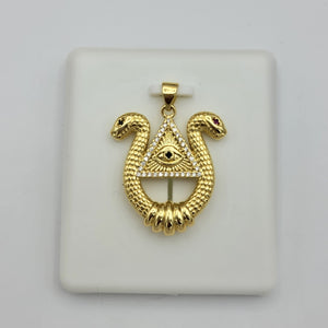 Pendant - 14K Gold Plated. Third Eye. Snake. El tercer Ojo.