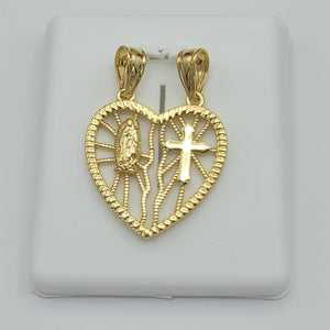 CLOSEOUT* Pendants - 14K Gold Plated. Virgen Guadalupe & Cross. Heart.