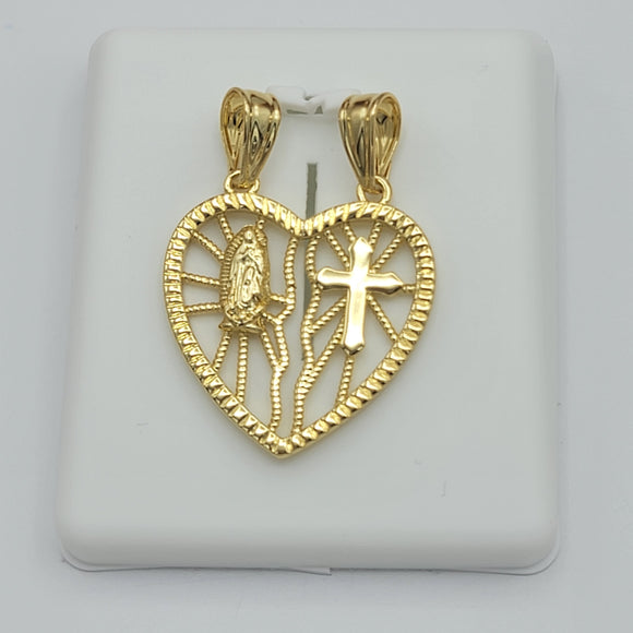Pendants - 14K Gold Plated. Virgen Guadalupe & Cross. Heart.