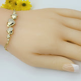 Bracelets - 14K Gold Plated. Hearts Bracelet. Clear CZ *Premium Q*